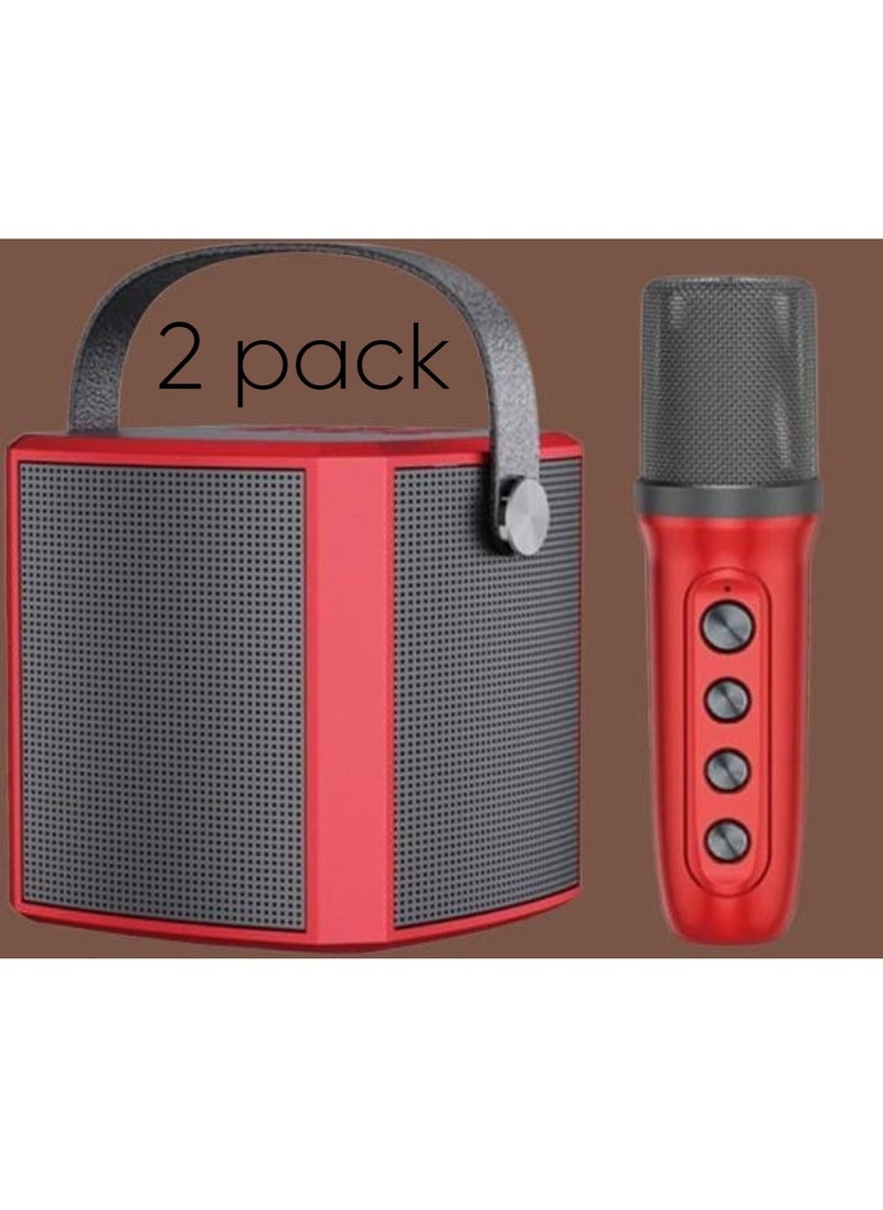 ELTRAZONE 2 Pack Portable Bluetooth Karaoke Speaker with Rechargeable Wireless Microphone, Type-C Charging, Multiple Voice Modes, TF Card Support– Red, Perfect for Parties, Karaoke, and Home Entertainment - Image 1