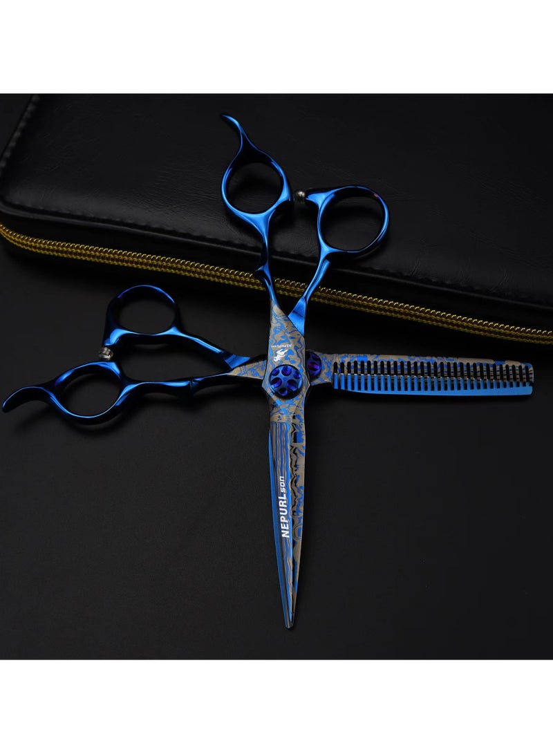 Generic 6.0 Inch Damascus Hairdresser Professional Hairdressing Scissors Set  Blue  - Image 1