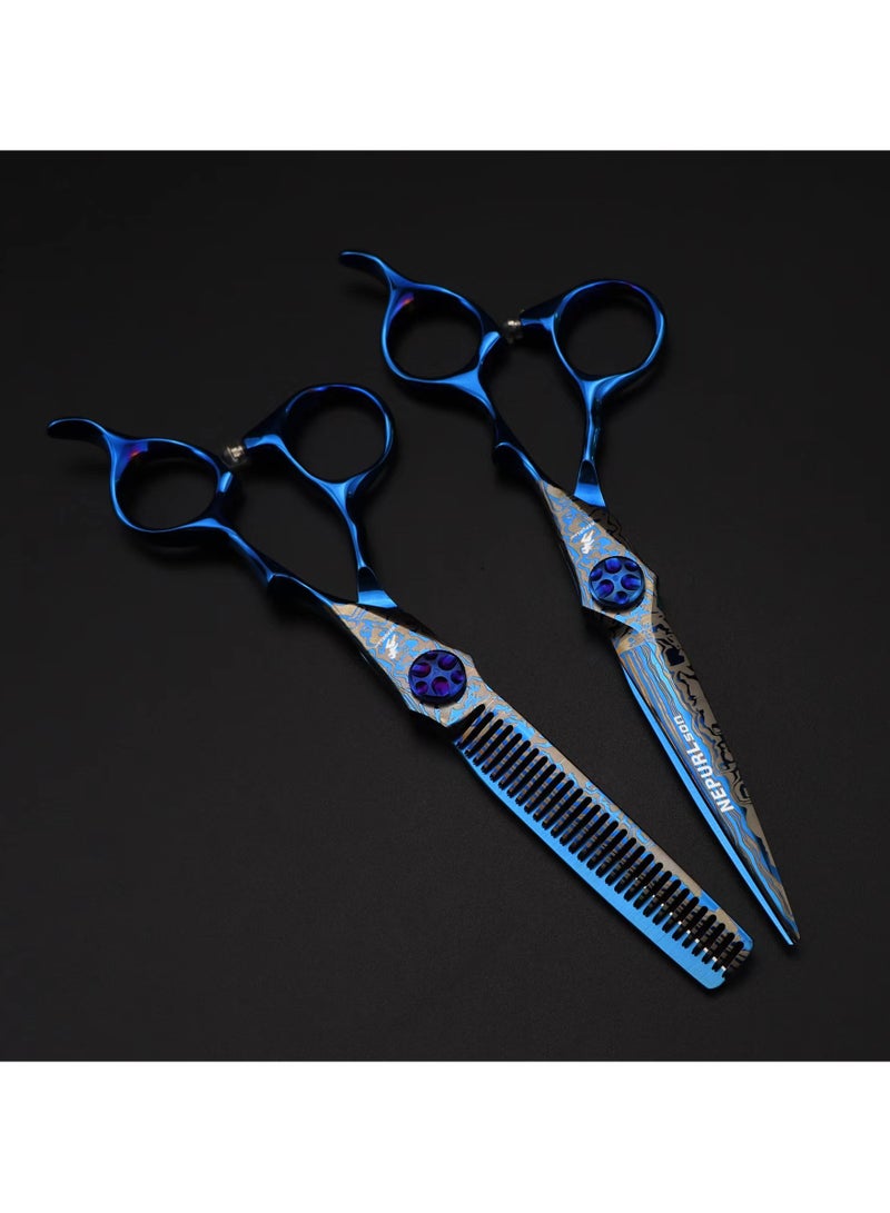 Generic 6.0 Inch Damascus Hairdresser Professional Hairdressing Scissors Set  Blue  - Image 3