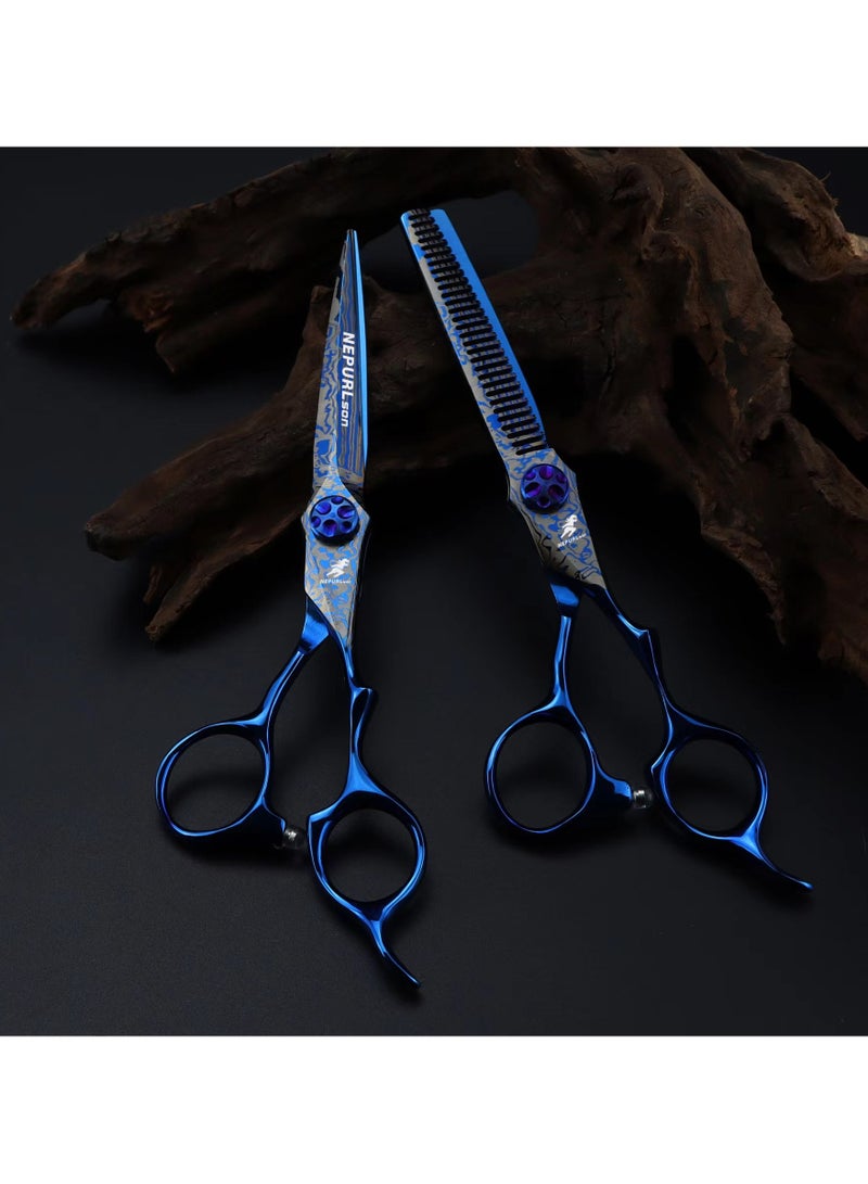 Generic 6.0 Inch Damascus Hairdresser Professional Hairdressing Scissors Set  Blue  - Image 2