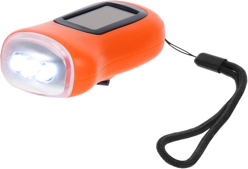 مصباح يدوي برتقالي يعمل بالطاقة الشمسية وبدواسة يدوية لإعادة الشحن، مصباح طوارئ للتخييم والمشي لمسافات طويلة - Image 2