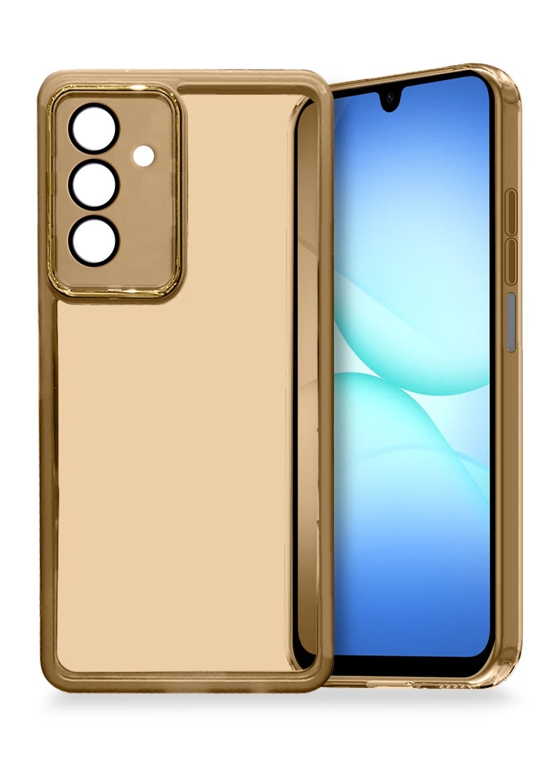 دبليو تيك حماية عدسة الكاميرا من السيليكون الشفاف الناعم TPU لهاتف سامسونج جالكسي A17 5G 2025 - غلاف خلفي أنيق بحدود مطلية بالكهرباء - بني - Image 1