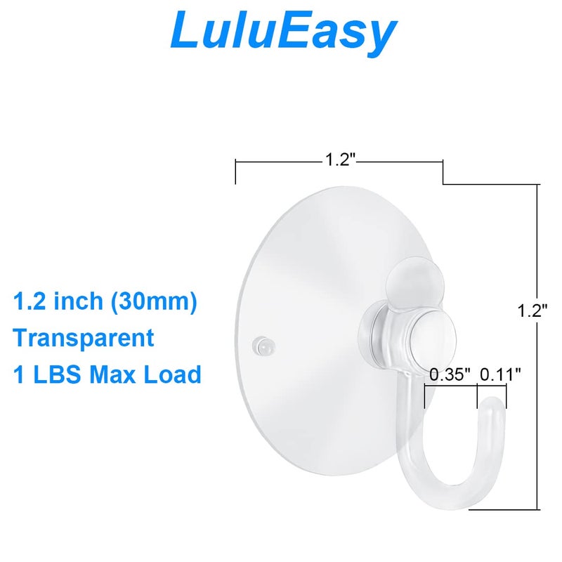 LuluEasy لولو إيزي 12 قطعة أكواب شفط صغيرة مع خطافات 1.2 بوصة خطافات بلاستيكية شفافة للنوافذ الزجاجية والجدران وزينة المهرجانات والحفلات وموضوع الكرنفال والباب والحمام والمطبخ - Image 2