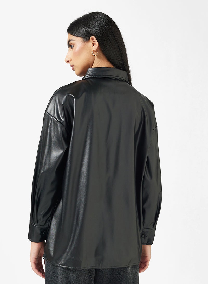 ايلا جاكيت بأزرار من البولي يوريثان - Image 2