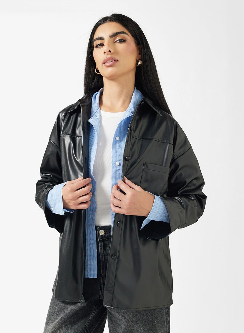 ايلا جاكيت بأزرار من البولي يوريثان - Image 1