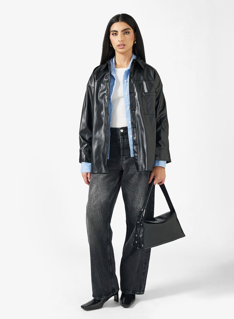 ايلا جاكيت بأزرار من البولي يوريثان - Image 4