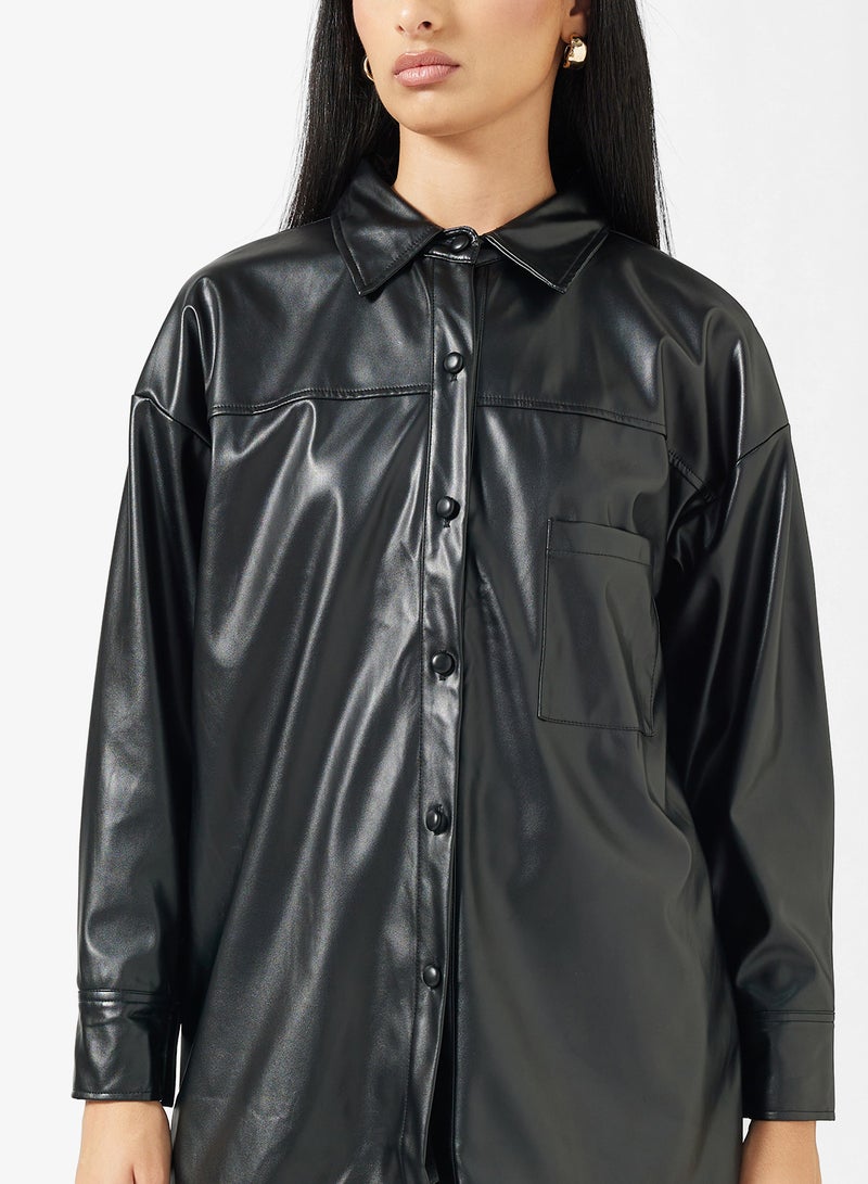 ايلا جاكيت بأزرار من البولي يوريثان - Image 3