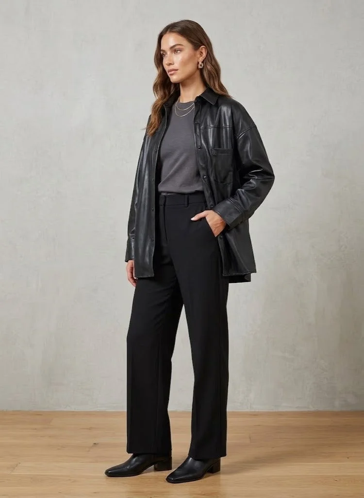 Ella PU Button Down Jacket