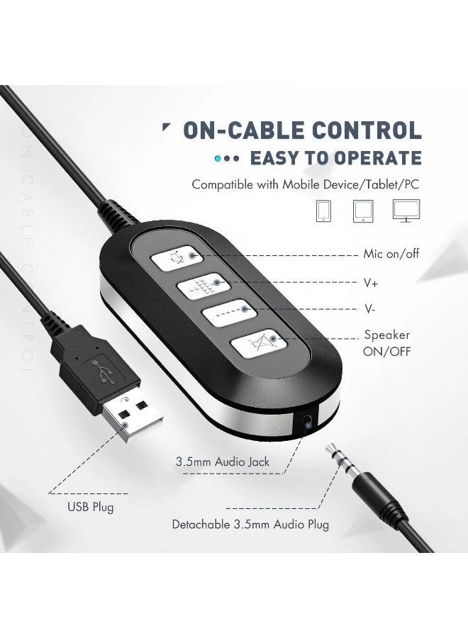 Mpow PA071A USB, 3.5MM Headset with Noise Cancelling Microphone for Work Office Online Class Skype Zoom Meeting - Image 5