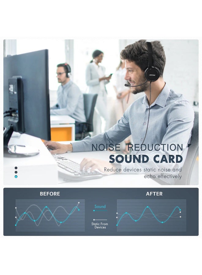 Mpow PA071A USB, 3.5MM Headset with Noise Cancelling Microphone for Work Office Online Class Skype Zoom Meeting - Image 2