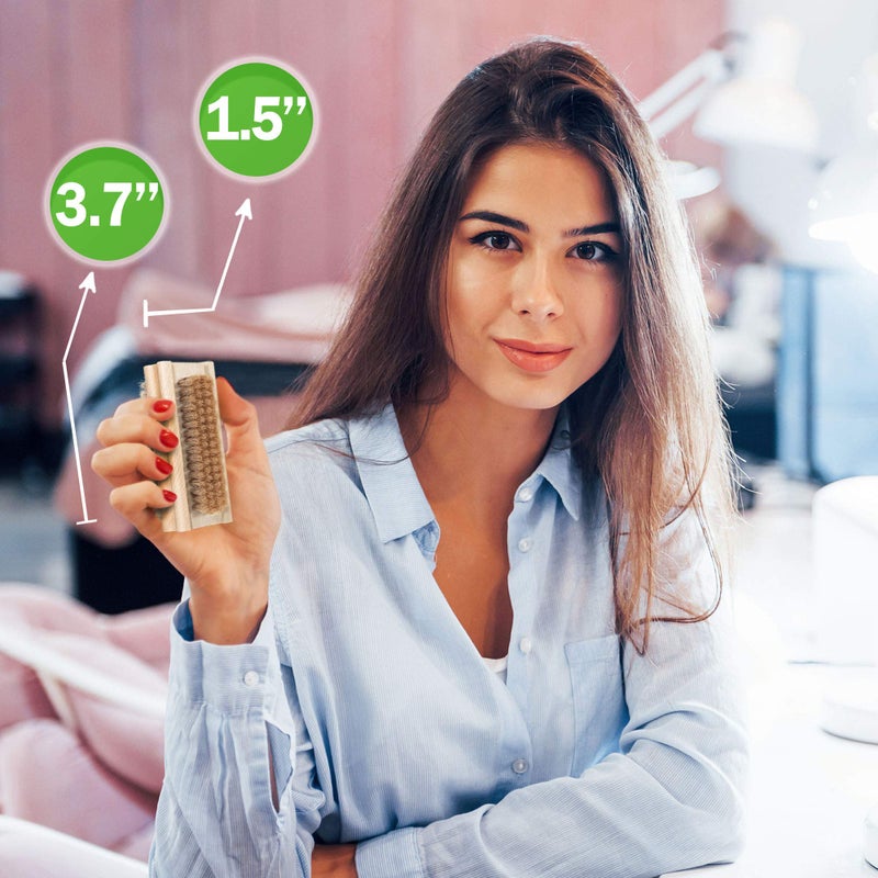 Konex Non-Slip Wooden Two-sided Hand and Nail Brush with Tampico Fiber Bristle. Fingernail brush with Beechwood body and Plant Based Fibers - Image 3