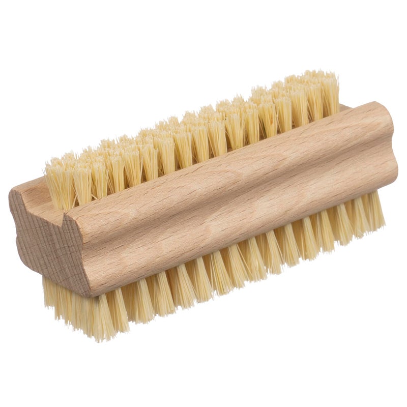 Konex Non-Slip Wooden Two-sided Hand and Nail Brush with Tampico Fiber Bristle. Fingernail brush with Beechwood body and Plant Based Fibers - Image 1