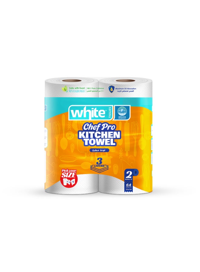 White منشفة مطبخ بيضاء 64 ورقة x2 - Image 1