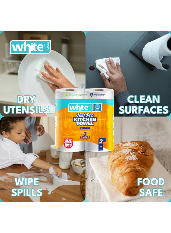White منشفة مطبخ بيضاء 64 ورقة x2 - Image 5