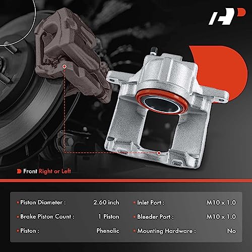 A-Premium Disc Brake Caliper Assembly Without Bracket Compatible with Select Dodge, Jeep, Ram and Volkswagen Models - Grand Caravan, Journey, Town & Country, Wrangler JK, Routan, C/V, Nitro - Front - Image 2