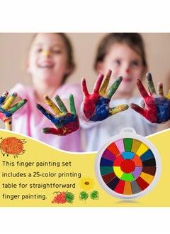 Excefore Finger Painting Kit, 12 Pattern Stamps 25 Color Printing Pads Washable Colors Finger Painting Easy to clean Non-toxic Children's Painting Toys  - Image 2