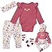 Pedolltree Reborn Baby Dolls Clothes 22 inch Outfit Accessories Flower 4pcs Set for 1722 Inch Reborn Doll Newborn Girl - Image 2