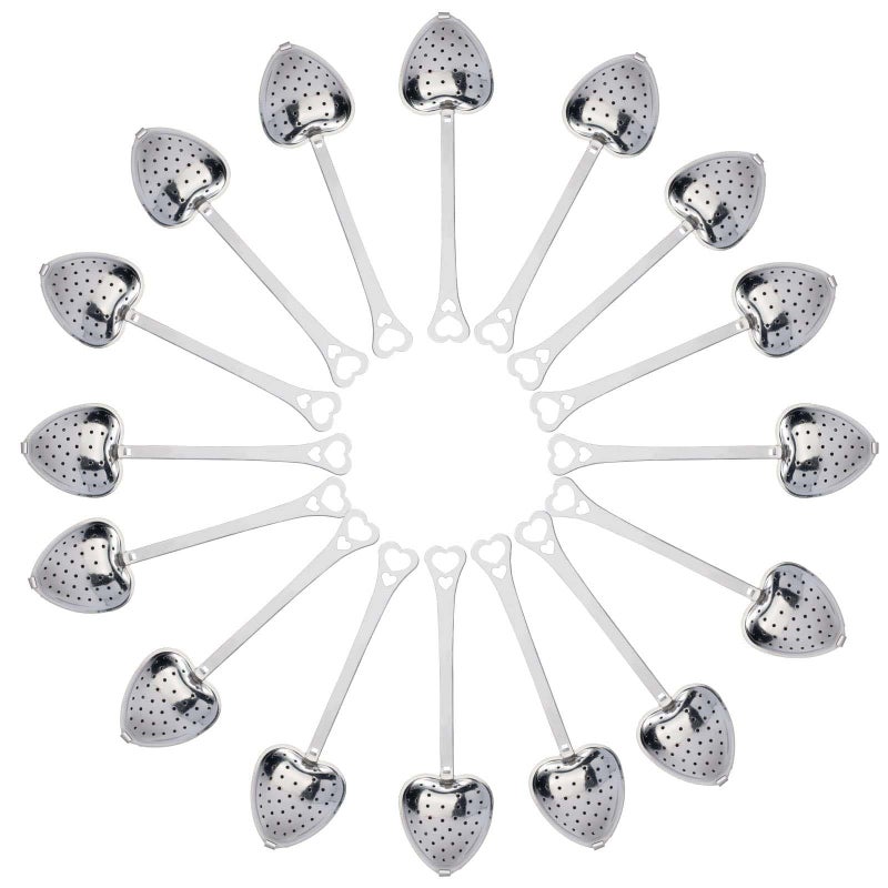 sumiren ZIIVARD 50 Pieces Tea Infuser Stainless Steel Long Grip Spoon Loose Tea Leaf Filter Heart Shaped Mesh Tea StrainerGreat Gift for Tea Lovers 
