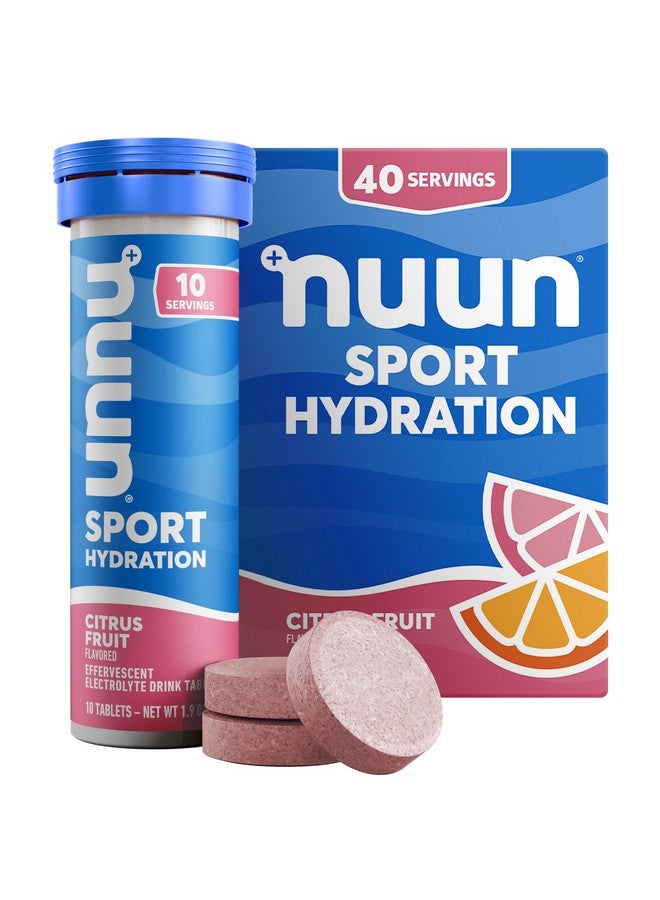 Nuun Sport Electrolyte Tablets with Magnesium, Calcium, Potassium, Chloride & Sodium, Gluten Free & Vegan, Citrus Fruit, 4 Pack (40 Servings Total)