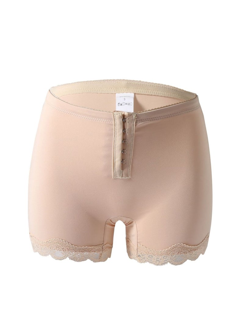 Loquat High Waisted Lace Stitching Body Shaper Briefs Pants  Solid Color Shapewear for Women Seamless Underwear Beige  - Image 3