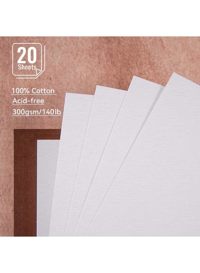 Lightwish Watercolor Sketchbook,100% Cotton Acid Free Watercolor Journal,300gsm/140lb Cold Press Watercolor Paper for Artists,Adults,Students,20 Sheets,9.25 * 6.3 Inches - Image 2