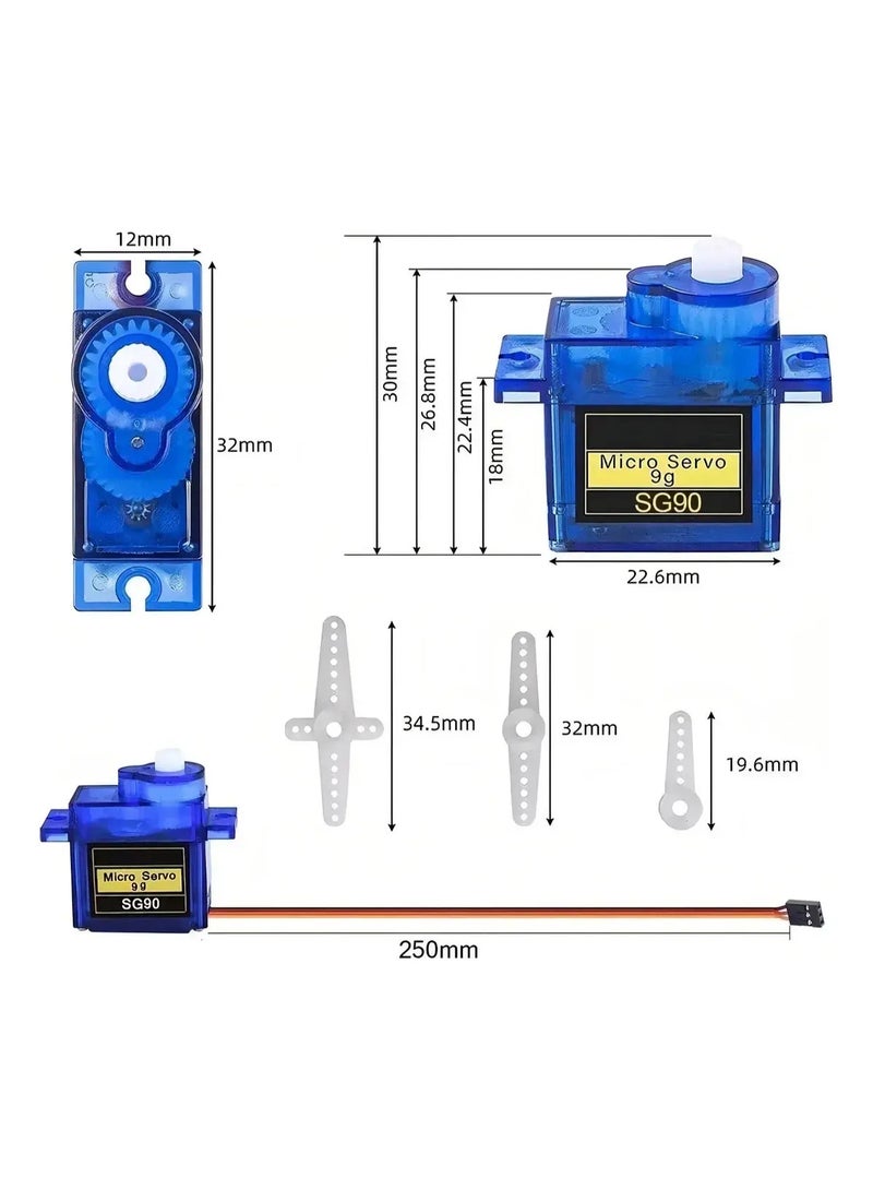 SG90 Servo Motor Kit 1.6kg + HC-SR04 Ultrasonic Sensor with Acrylic Bracket – Includes Arms and Screws for Robotics Projects, Compatible with Arduino and Distance Measurement - Image 5