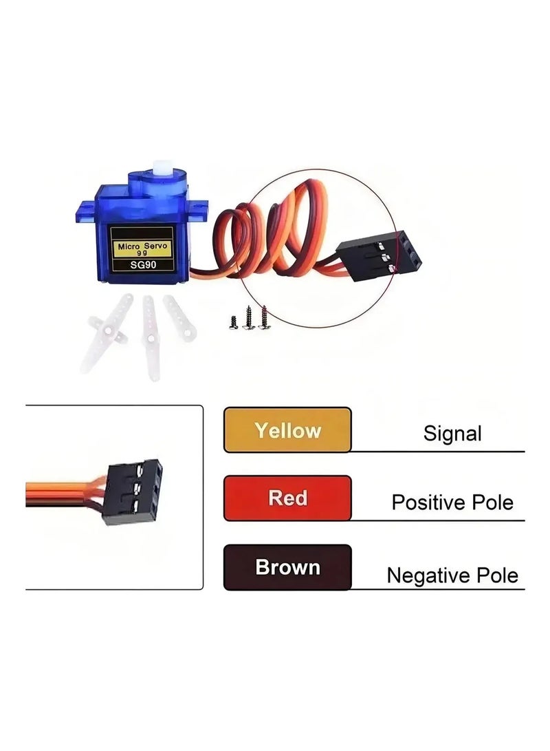 SG90 Servo Motor Kit 1.6kg + HC-SR04 Ultrasonic Sensor with Acrylic Bracket – Includes Arms and Screws for Robotics Projects, Compatible with Arduino and Distance Measurement - Image 4