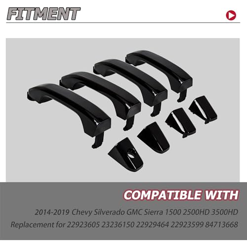 HECASA Outside Exterior Door Handles Compatible with 20142019 Chevy Silverado GMC Sierra 1500 2500HD 3500HD Replacement for 22923605 23236150 22929464 22923599 84713668 Gloss Black - Image 3