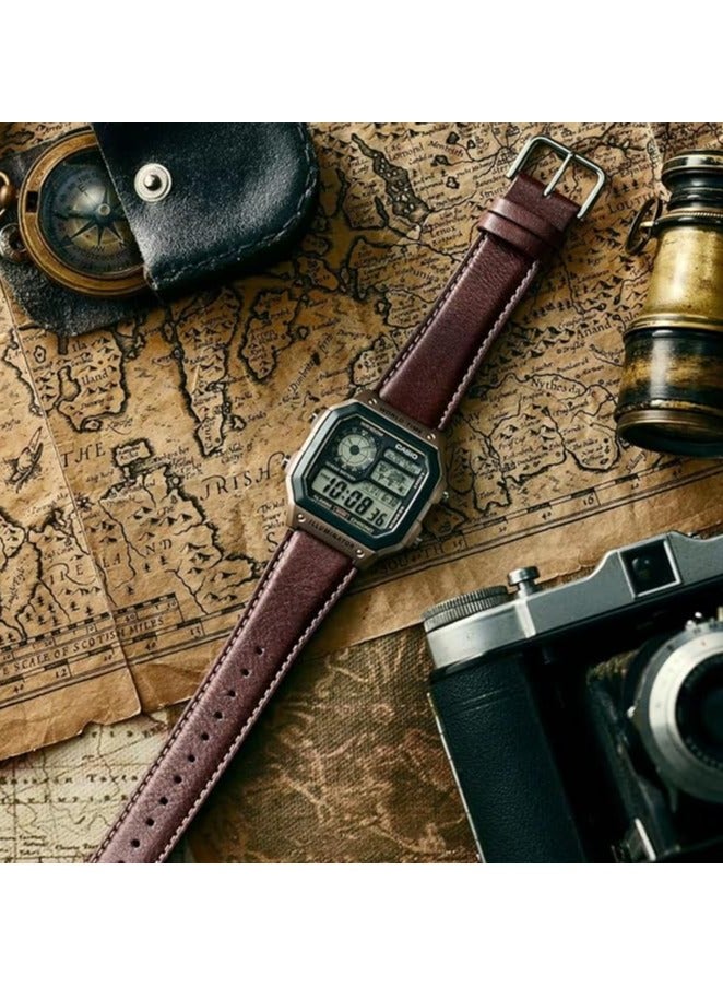 CASIO Digital Leather Strap Men's Watch AE-1200WHL-5AV - Image 2