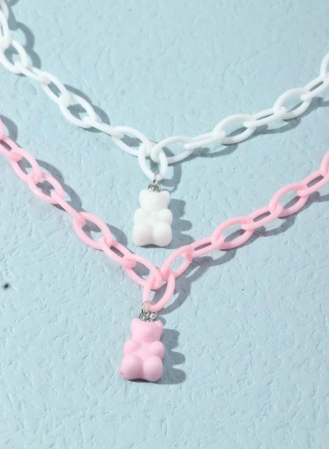 Take Two Take Two 2pcs Girl's Bear Pendant Chain Necklace