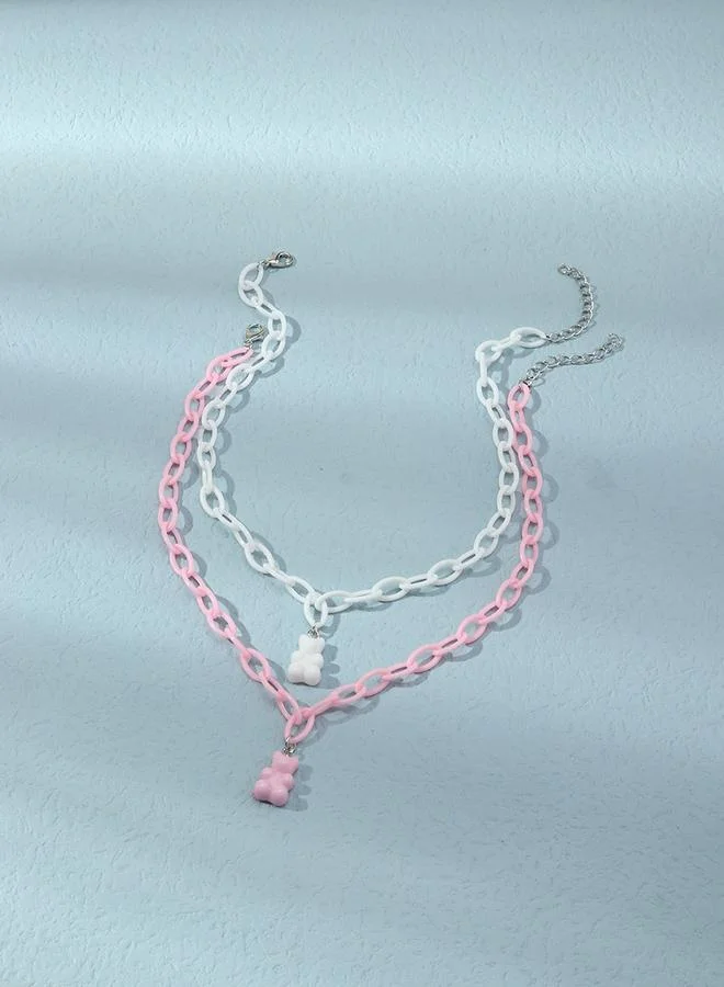 Take Two Take Two 2pcs Girl's Bear Pendant Chain Necklace