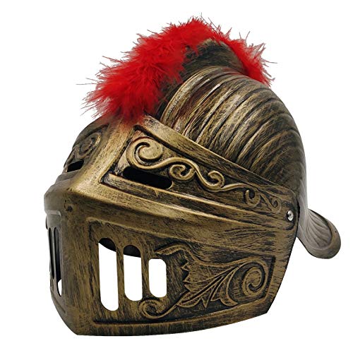 LOOYAR Medieval Knight Soldier Warrior Costume Helmet Hat Sallet with Red Plume and Folding Face Mask for Battle Play Halloween Cosplay LARP - Image 4