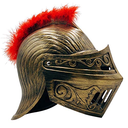 LOOYAR Medieval Knight Soldier Warrior Costume Helmet Hat Sallet with Red Plume and Folding Face Mask for Battle Play Halloween Cosplay LARP - Image 3
