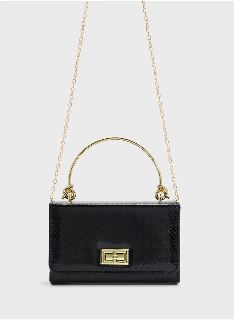 Ella Limited Edition Metal Handle Snake Print Satchel Bag