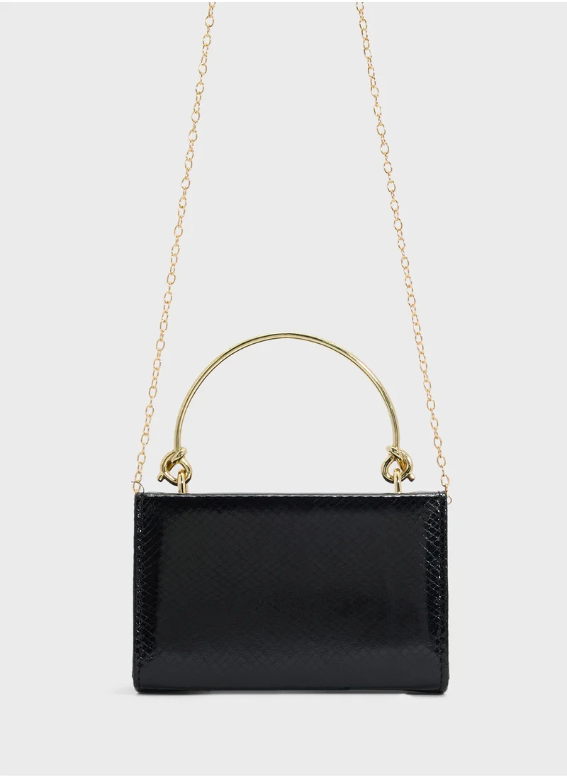 Ella Limited Edition Metal Handle Snake Print Satchel Bag