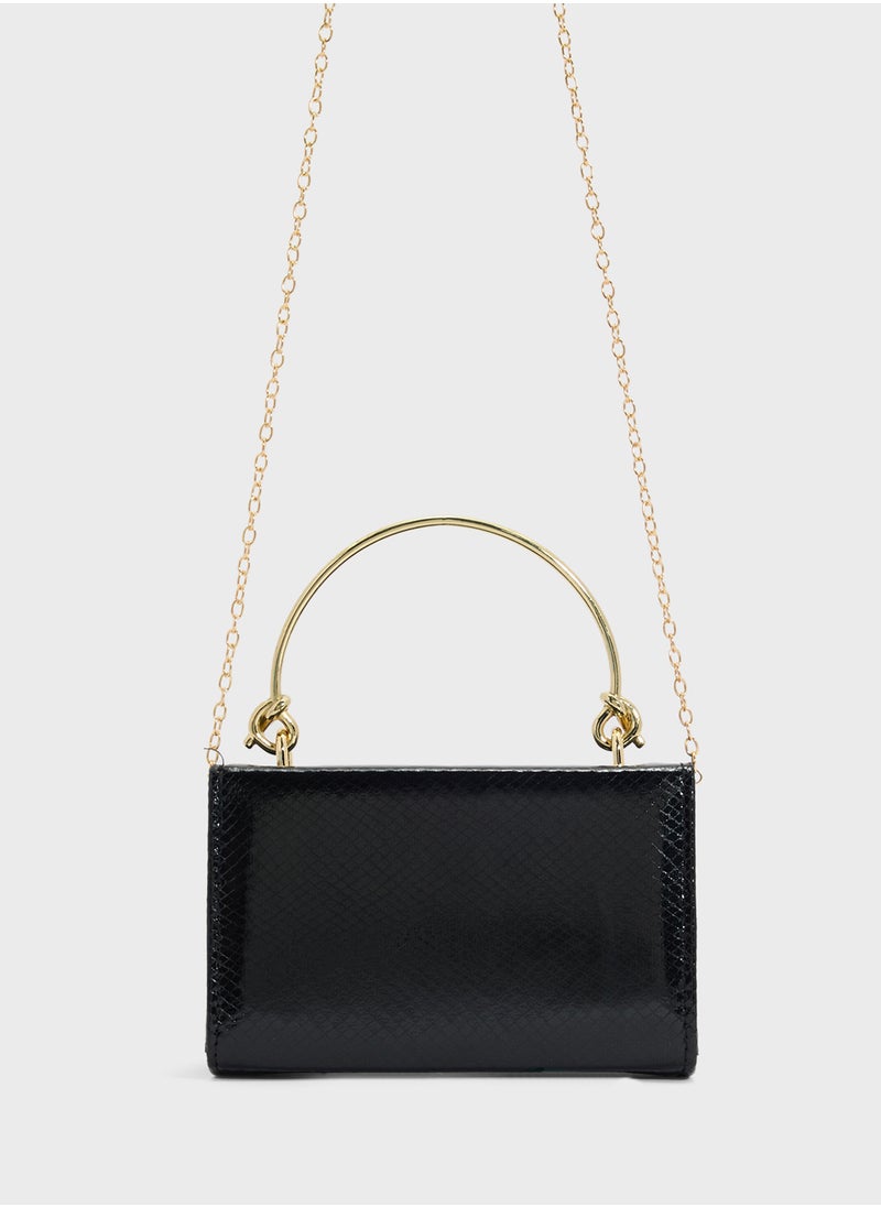 Ella Limited Edition - Metal Handle Snake Print Satchel Bag - Image 1