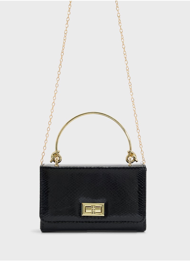 Ella Limited Edition - Metal Handle Snake Print Satchel Bag - Image 1