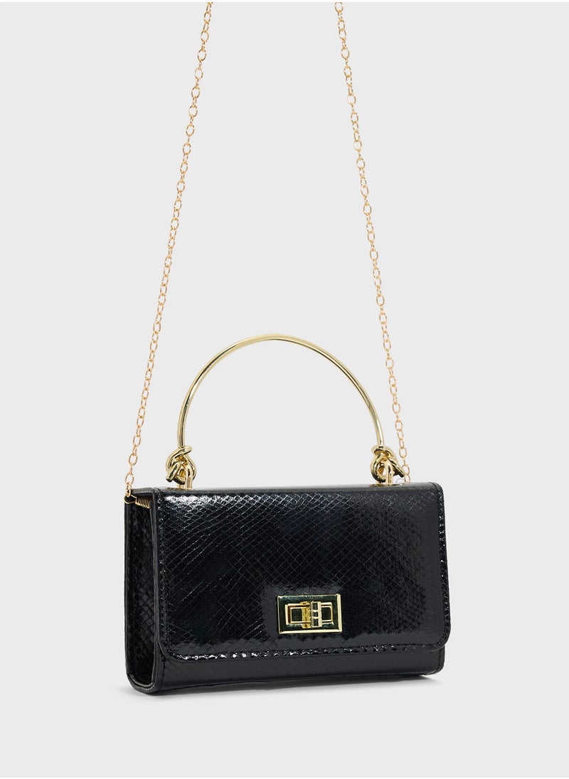 Ella Limited Edition - Metal Handle Snake Print Satchel Bag - Image 1