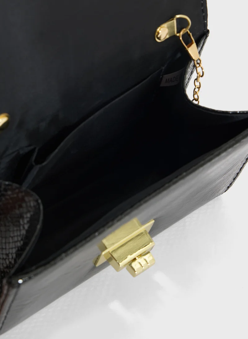 Ella Limited Edition Metal Handle Snake Print Satchel Bag