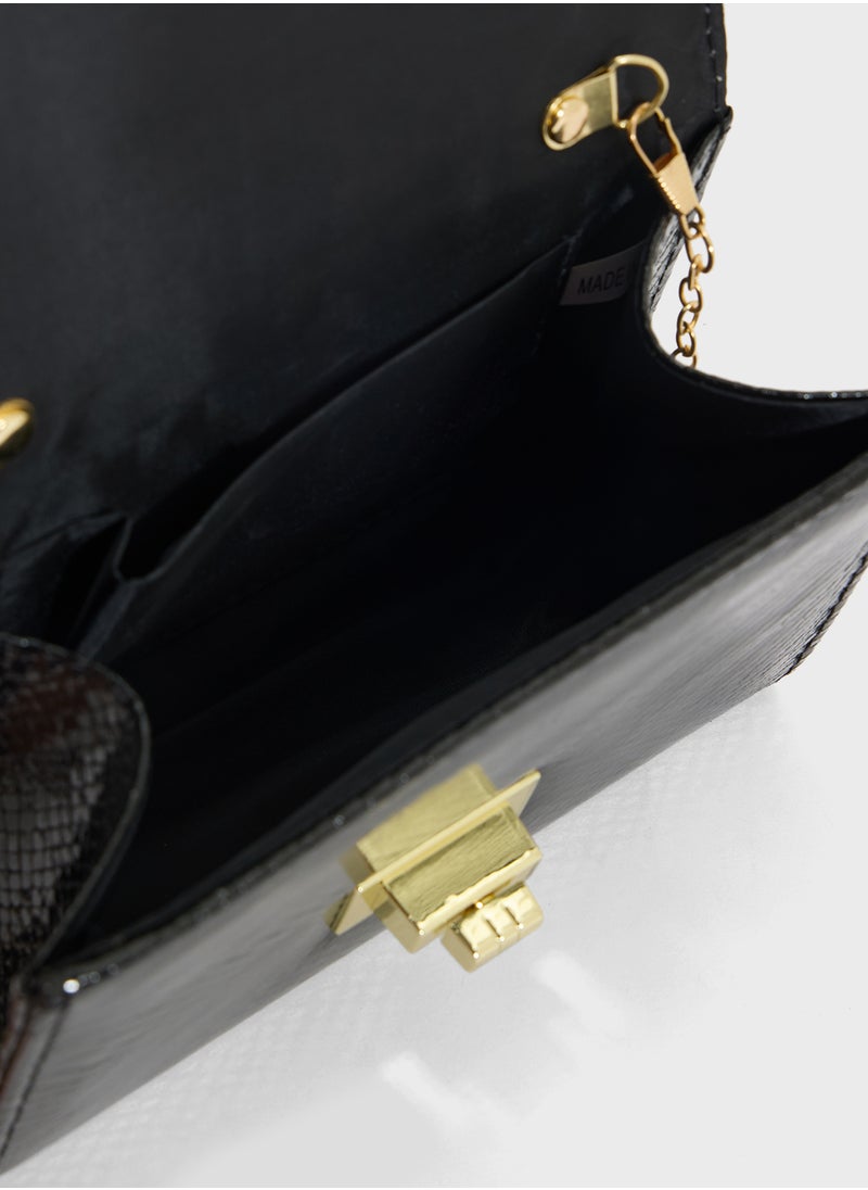 Ella Limited Edition - Metal Handle Snake Print Satchel Bag - Image 1
