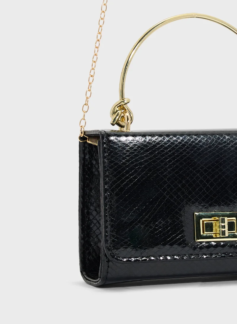Ella Limited Edition Metal Handle Snake Print Satchel Bag