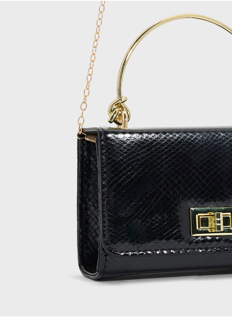 Ella Limited Edition - Metal Handle Snake Print Satchel Bag - Image 1