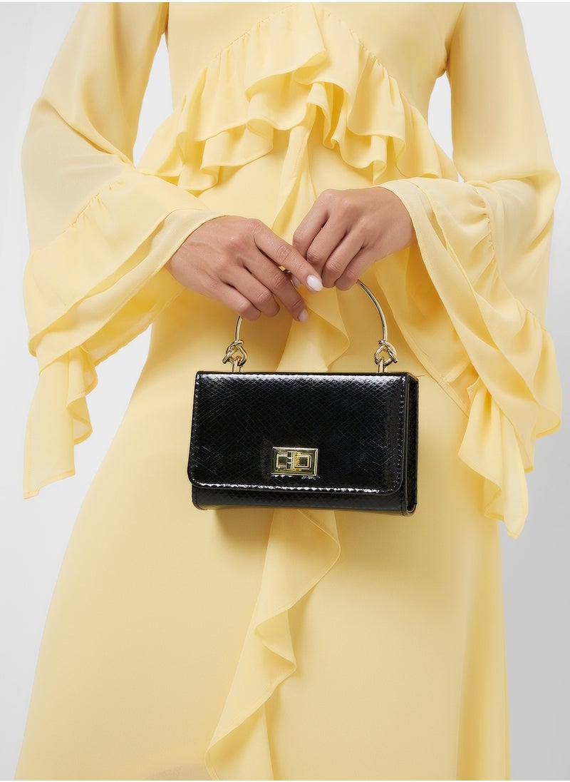 Ella Limited Edition - Metal Handle Snake Print Satchel Bag - Image 1