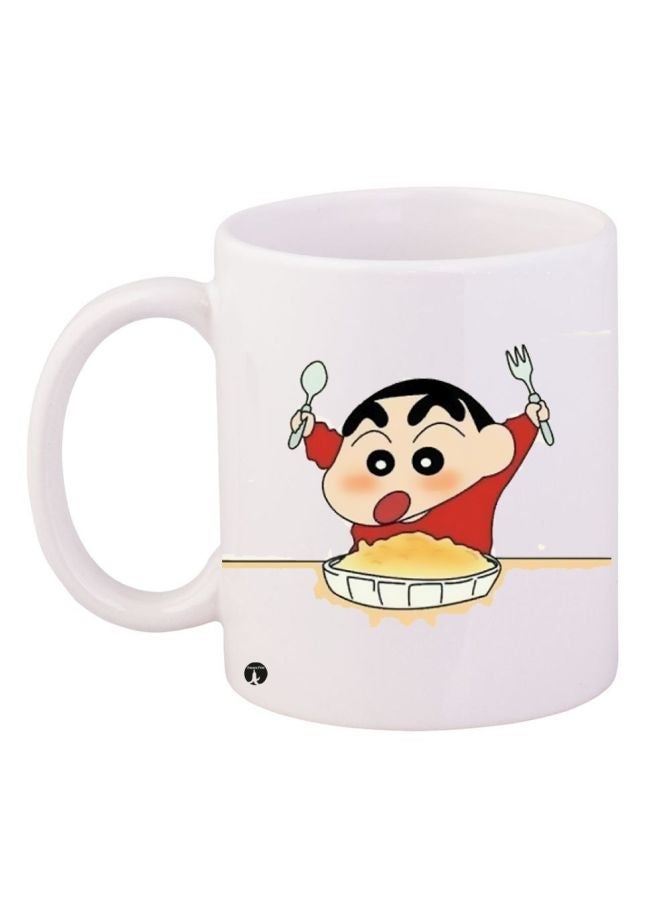 RYN Crayon Shin-Chan Printed Coffee Mug White/Red/Beige 11ounce