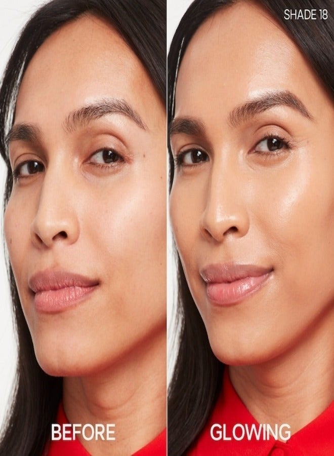 SAIE   Glowy Super Skin Tint Foundation with Hyaluronic Acid ,18 Medium/Tan Neutral Undertones 30ml - Lightweight, Hydrating Coverage - Image 2
