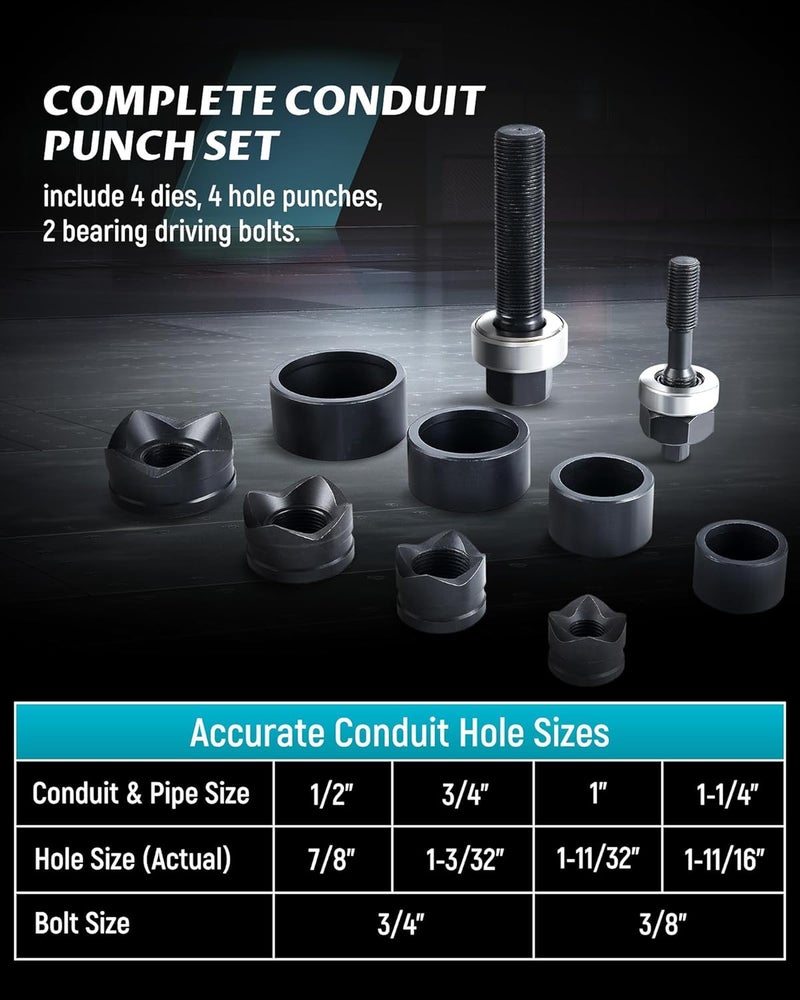 Lichamp طقم مثقاب يدوي، قاطع ثقوب معدني ثقيل، مجموعة قواطع ثقوب أنابيب - Image 3