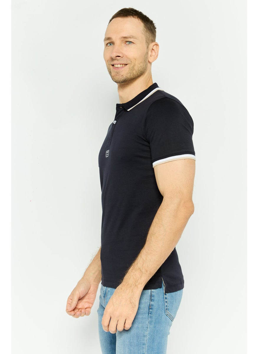 Gazzarrini Men Regular Fit Brand Logo Short Sleeve Polo Shirt, Navy Combo  - Image 3