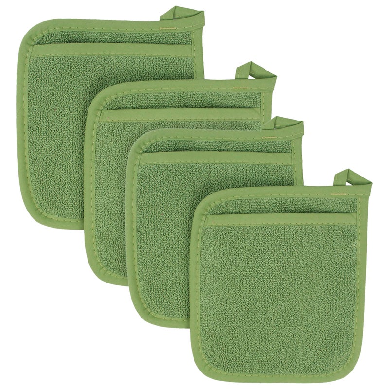 Ritz Terry Pocket Mitt & Hot Pad: Unparalleled Heat Resistant  Durable 100% Cotton - Ergonomically Designed for Optimal Grip - Easy-Care Machine Washable  Perfect for Your Kitchen - Cactus Green  4-Pk - Image 2