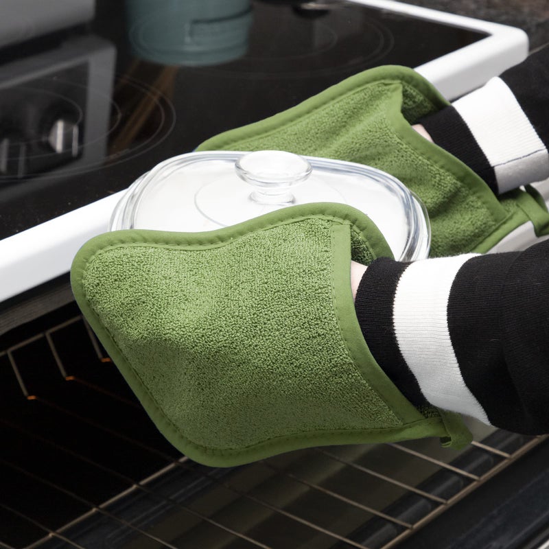 Ritz Terry Pocket Mitt & Hot Pad: Unparalleled Heat Resistant  Durable 100% Cotton - Ergonomically Designed for Optimal Grip - Easy-Care Machine Washable  Perfect for Your Kitchen - Cactus Green  4-Pk - Image 5