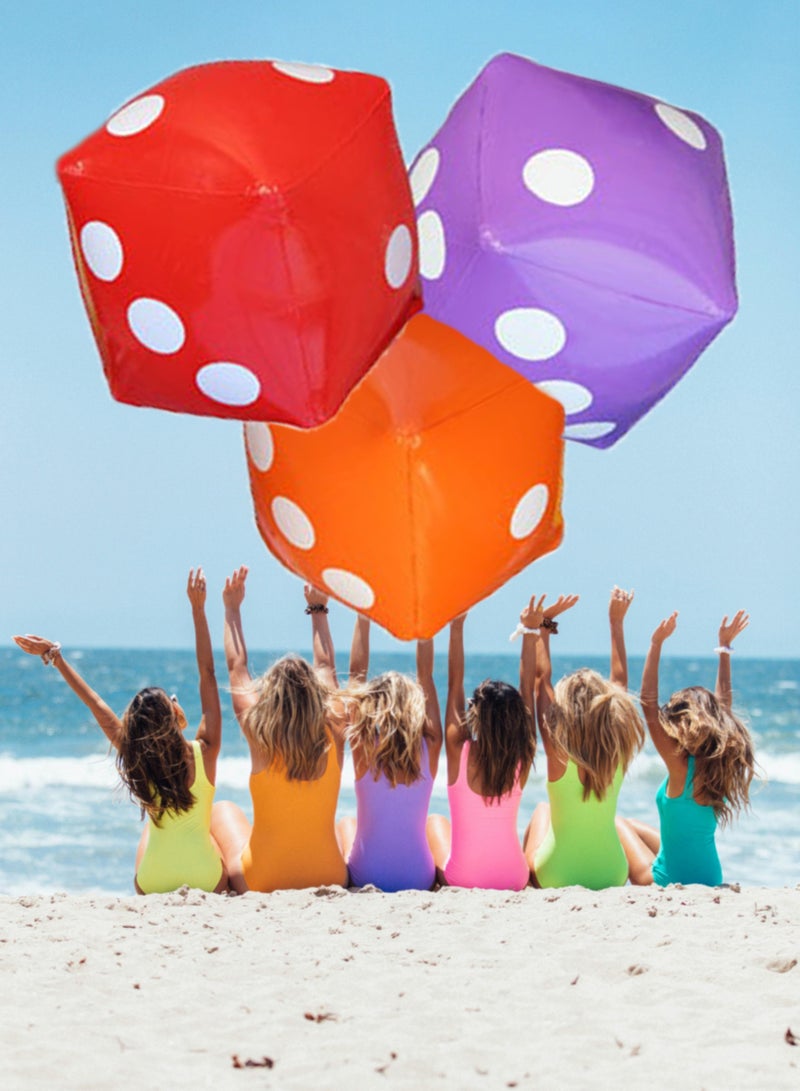 3 قطع نرد قابلة للنفخ بأبعاد 30 سم للأطفال والبالغين، ألعاب حديقة مائية قابلة للنفخ، ألعاب خارجية، لعبة شاطئ، بنفسجي، أحمر، برتقالي - Image 1